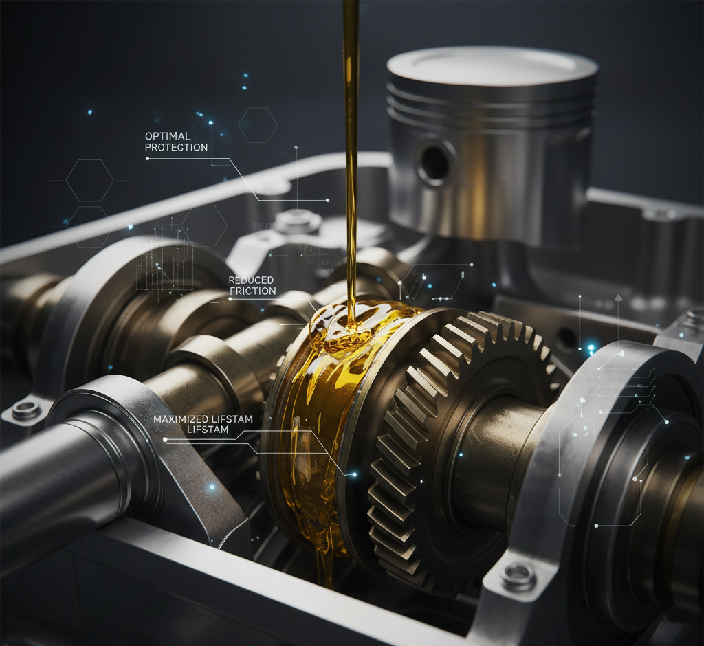 Engine components with oil application